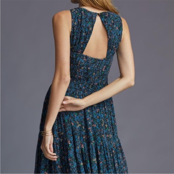 Anthropologie Blue Floral Maxi Dress - Picture 7 of 16